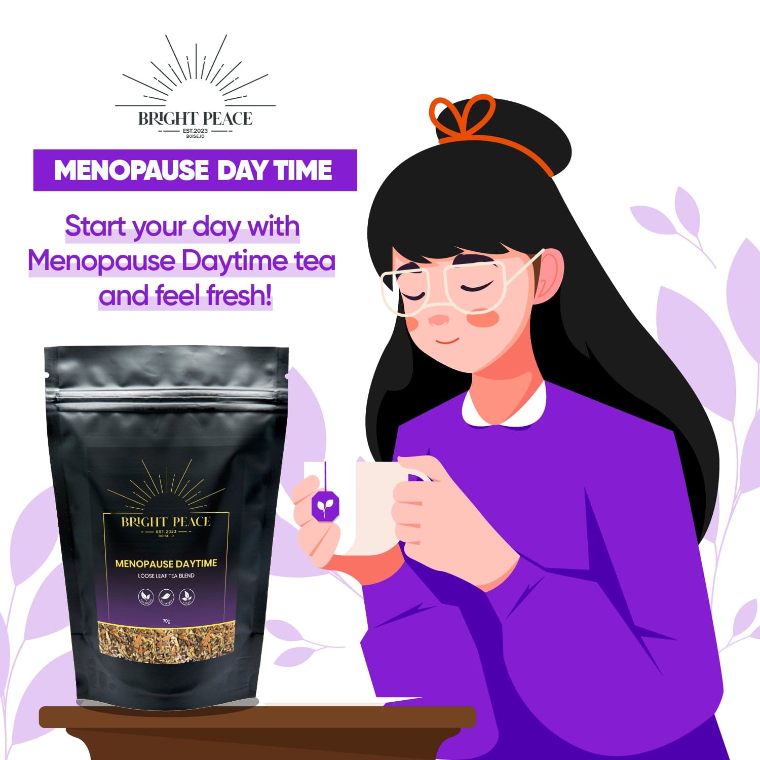 Bright Peace herbal tea Menopause Herbal Tea Blend – Natural Daytime Tea