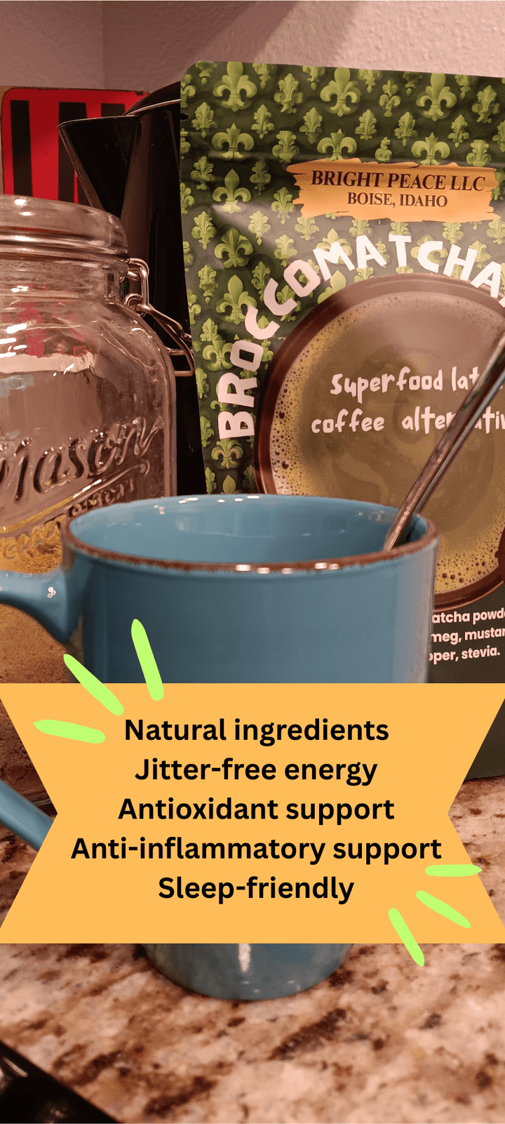 Bright Peace superfood latte Brocco Matcha Latte: Antioxidant & Anti-inflammatory Powerhouse (Pre-Order Now)