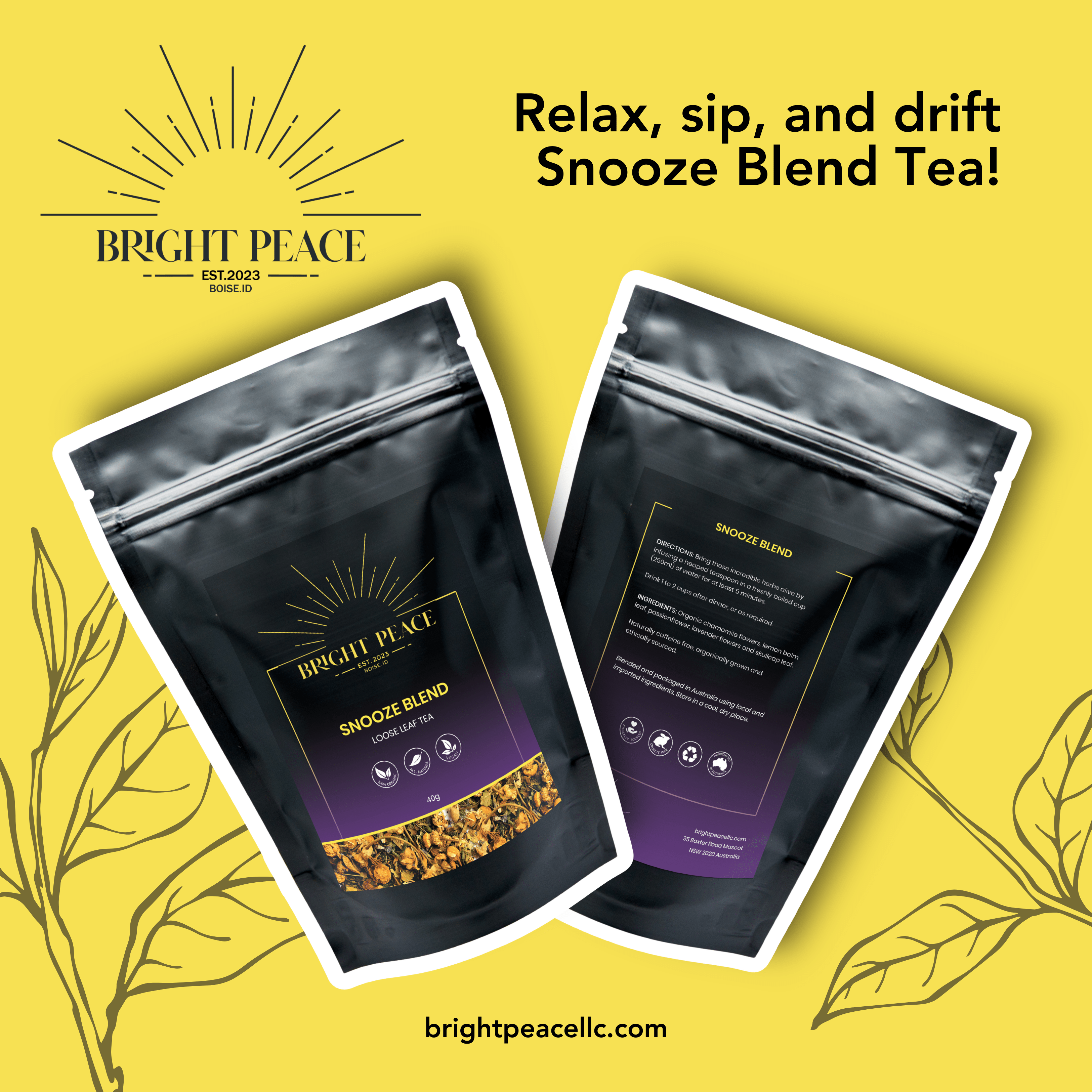 Bright Peace Snooze Tea a Menopause Herbal Tea Blend
